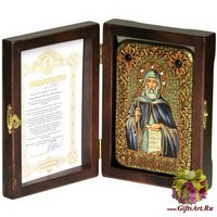 Настольная икона "Преподобный Антоний Великий" на мореном дубе
